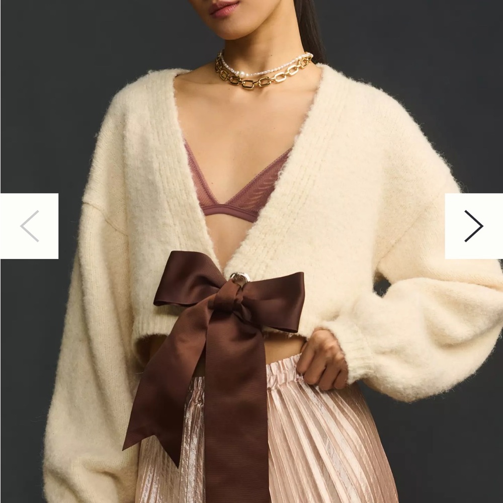 Maeve Bouclé Bow-Front Cardigan Sweater